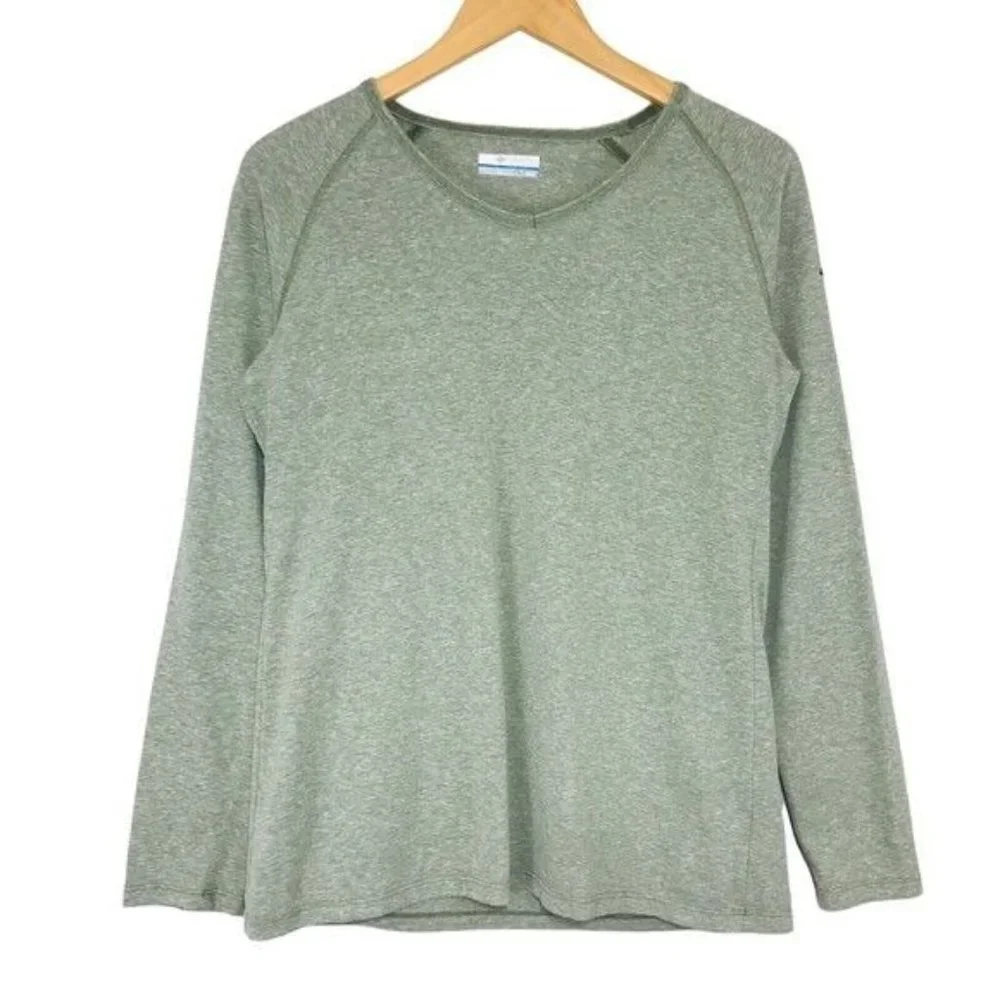 Columbia Marled Long Sleeve Active Top Green Size Medium